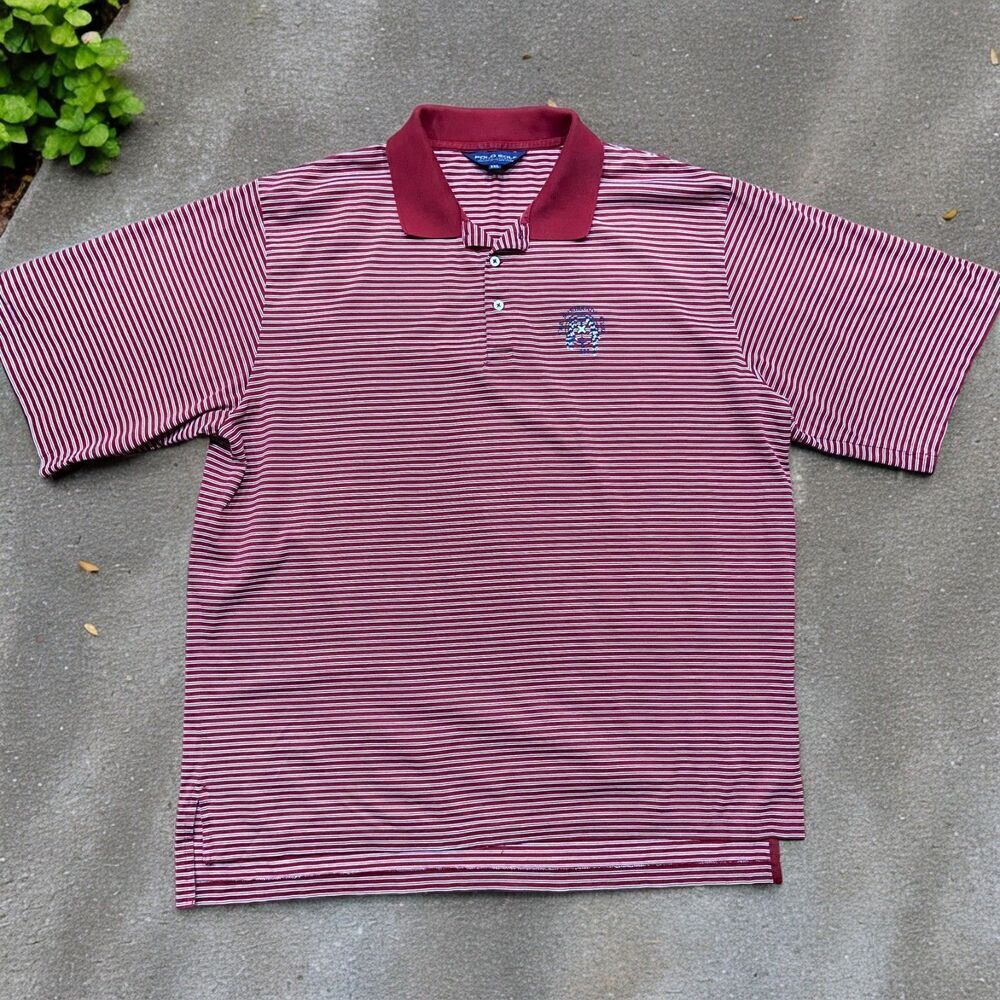 Polo Ralph Lauren Golf Pinstripe Red White Minikahda Club Shirt Men's Size XXL
